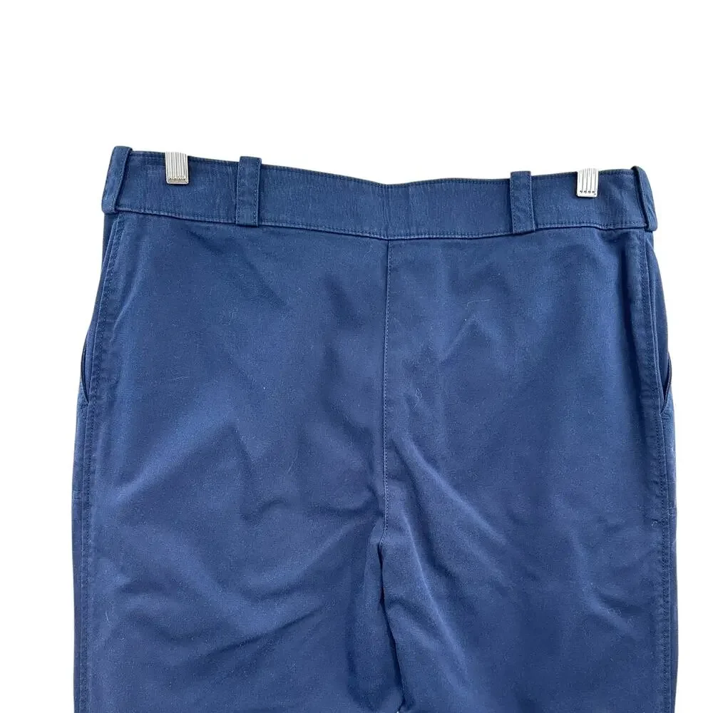 Tory Burch Maddie‎ Cropped Flare Trouser Pants Gold Button Navy Blue Size US 12